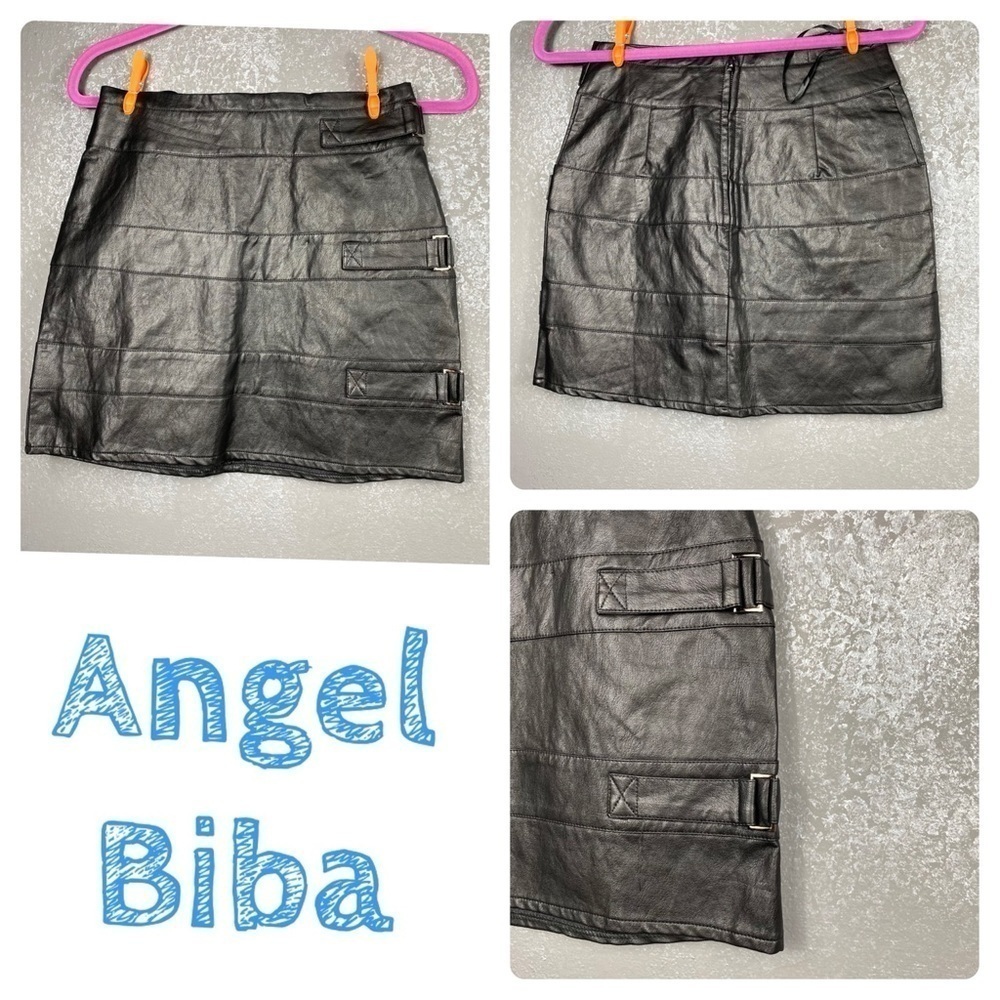 Angel Biba black faux leather buckle straps sexy